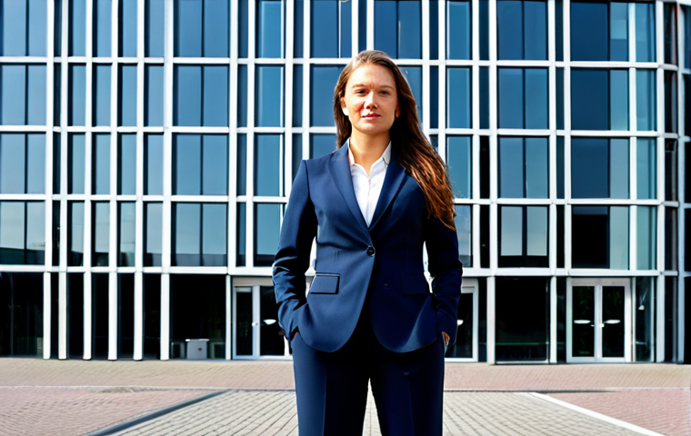 **
"A confident businesswoman in a professional, fully clothed pantsuit, standing in front of a modern office building in Amsterdam, appropriate attire, safe for work, perfect anatomy, natural proportions, high quality, professional photography."
**