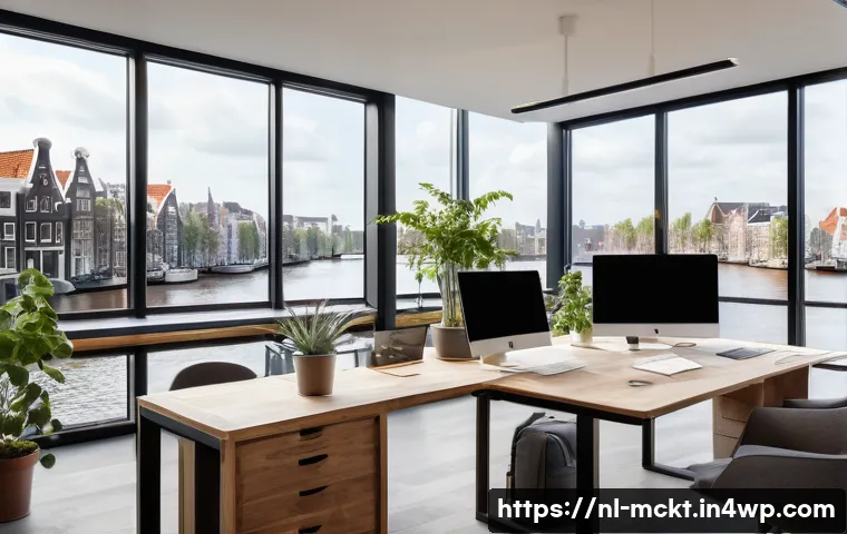 이메일 자동화와 고객 관계 관리 - A modern Dutch office environment with a diverse team of professionals collaborating around a large ...