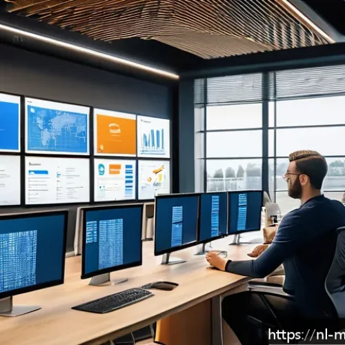 이메일 마케팅 자동화의 진화하는 기술 - A modern Dutch digital marketing office environment showing a diverse team of professionals collabor...