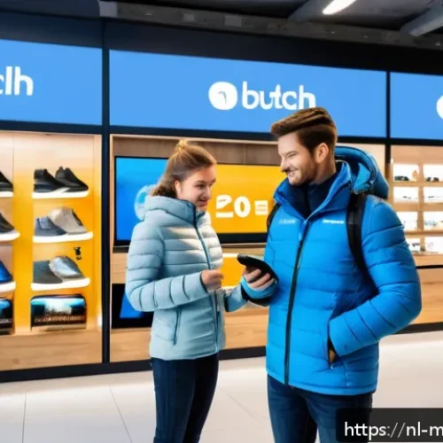 비즈니스별 이메일 마케팅 자동화 사례 - A modern retail store interior in the Netherlands during winter, featuring a diverse group of casual...