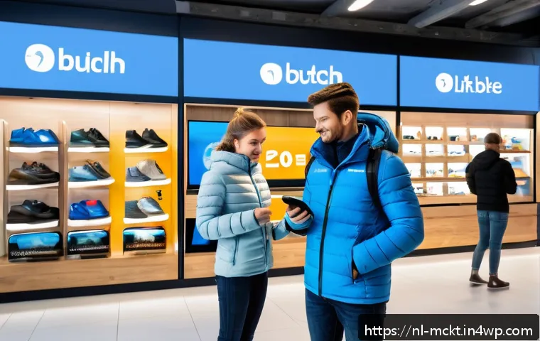 비즈니스별 이메일 마케팅 자동화 사례 - A modern retail store interior in the Netherlands during winter, featuring a diverse group of casual...